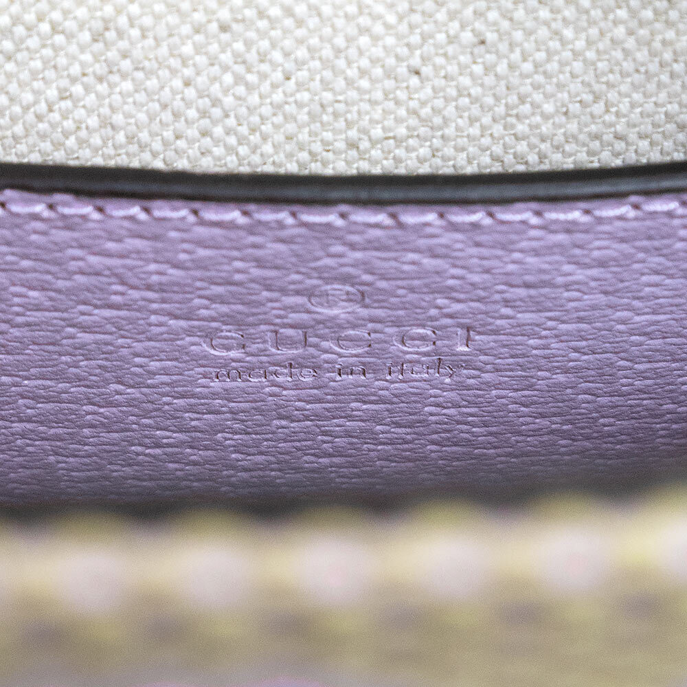 Gucci Tote Shoulder Handbag Crossbody Jumbo GG Canvas Leather Purple Beige - Picture 9 of 10